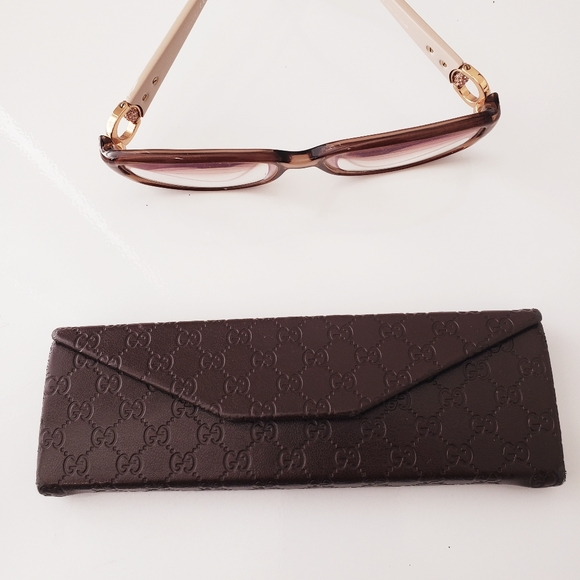 Gucci Brown/Tan Women's Logo Accent Eyeglasses - Picture 6 of 11